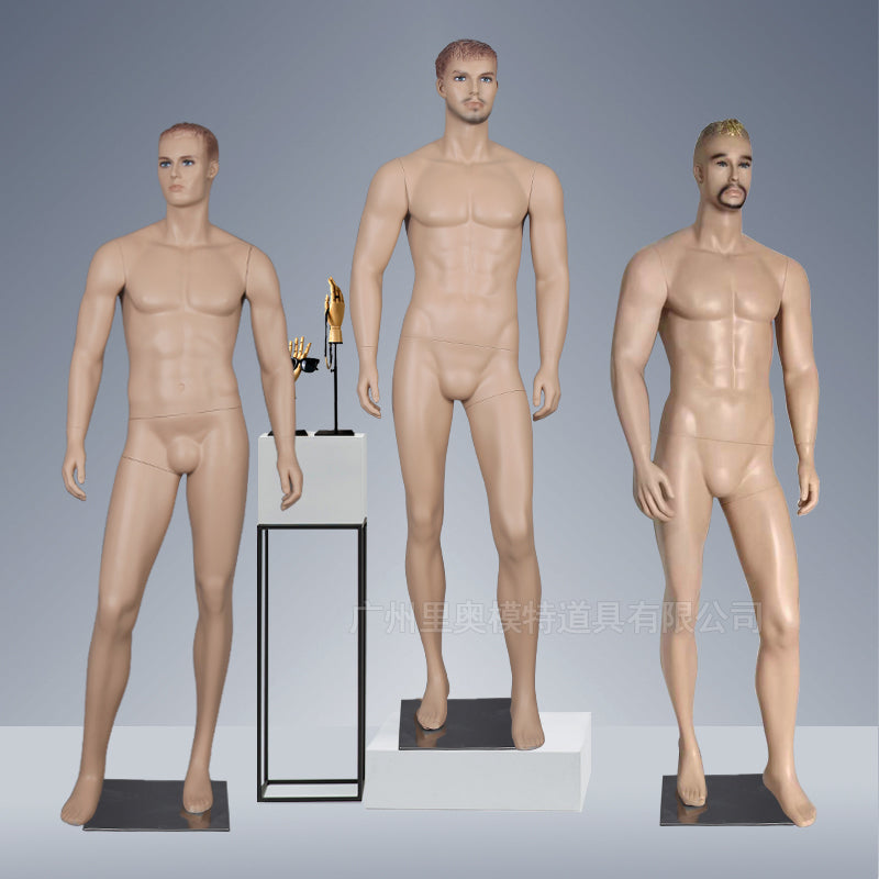 Lifelike Makeup Skin Model Fiberglass Male Mannequin for Sale