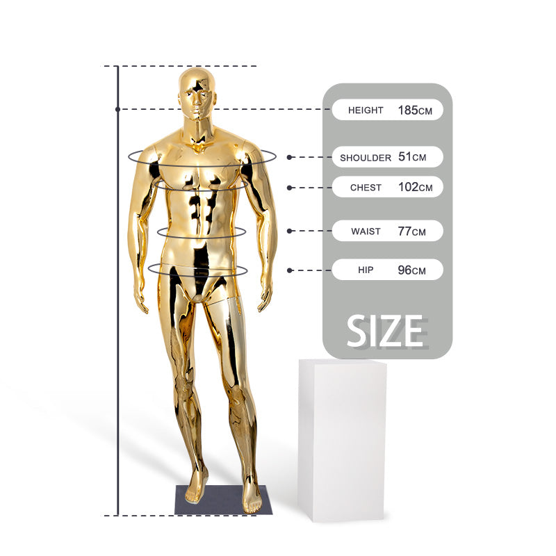 Fashion Clothing Men Dummy Clothes Display Muscle Electroplating Gold Male Mannequins 2025 New Fashion Boutique Display