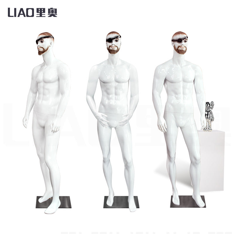 Lifelike Make up White Fiberglass Male Mannequin Model for Sale Fancy Men Dummy Boutique Fashion Window Display