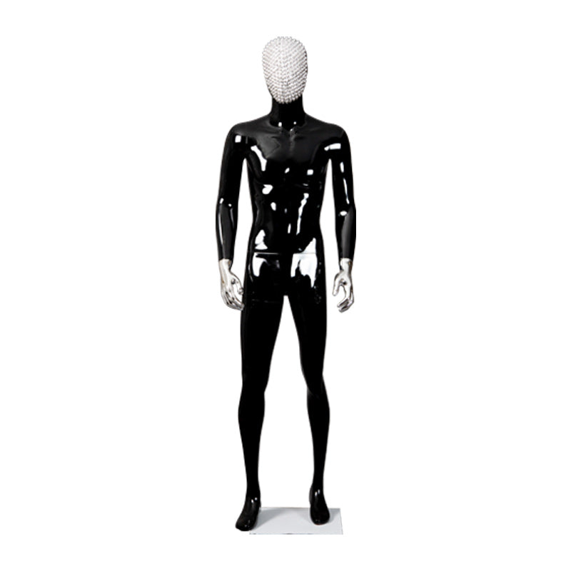Fiberglass Full Body Man Size Red Yellow Change Chrome Face Chrome Hands Abstract Attractive Male Dummy Business Suit Display Ma
