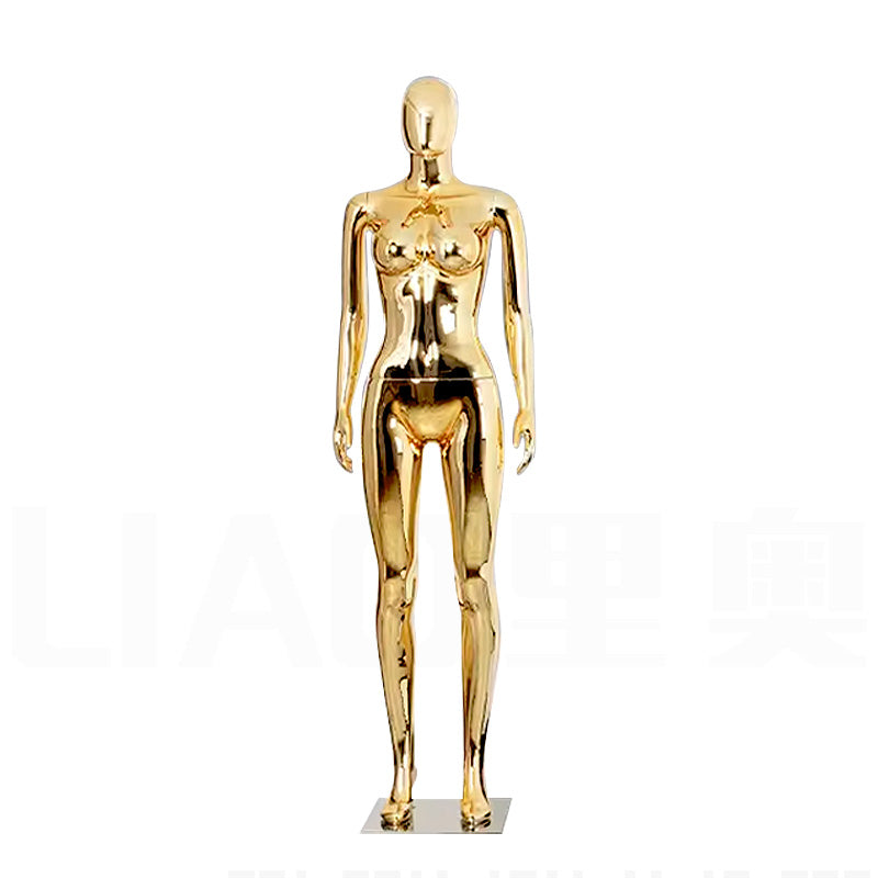 Factory Sale Chrome Female Mannequins High Heel Shinny Gold Blue Silver Women Dummy Boutique Clothes Shop Window Fashion Display