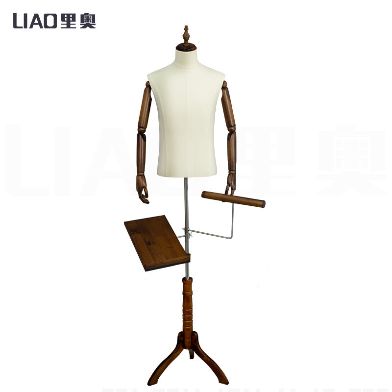 High-end Clothing Store Suit Display Model upper-body with Wooden Arm male mannequins for boutique clothes Adjustable Height