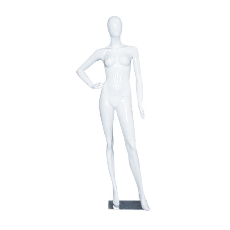 Mannequin femme blanc brillant à tête d'œuf, corps entier, couleur blanche, pour présentation de vêtements