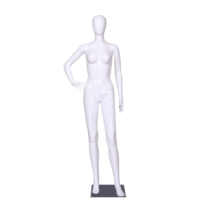 Fashion Women Plastic Dummy Standing Glossy White Mannequin Female Full Body Egg Head Mannequins