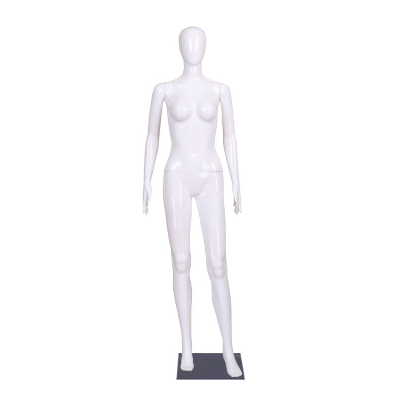 Fashion Women Plastic Dummy Standing Glossy White Mannequin Female Full Body Egg Head Mannequins