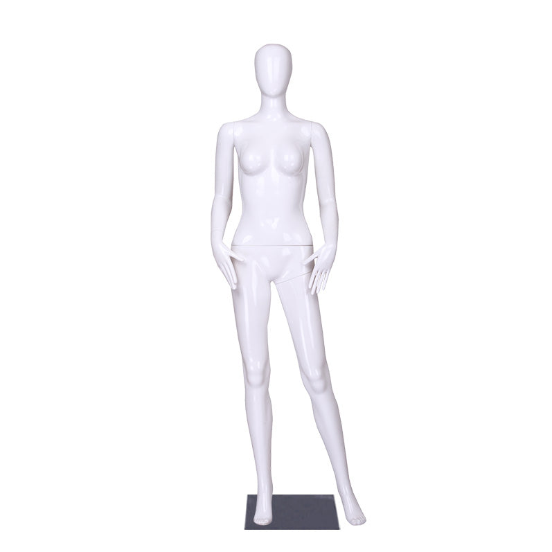 Fashion Women Plastic Dummy Standing Glossy White Mannequin Female Full Body Egg Head Mannequins
