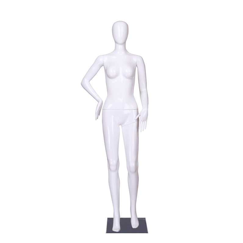 Fashion Women Plastic Dummy Standing Glossy White Mannequin Female Full Body Egg Head Mannequins