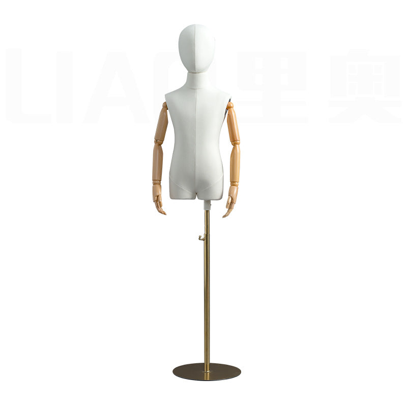 Unisex Kids Halfbody Mannequin Dummy Fashionable Fabric Clothes Child Torso Upper Body Mannequin Display Child Dress Form