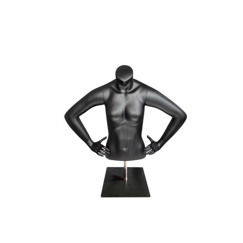 Buste de sport grande taille, mannequin de sous-vêtements usagés, mannequin de vêtements, demi-corps, hommes et femmes, torse noir sans tête