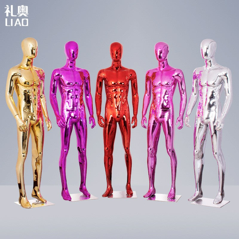 Boutique Shinny Gold Chrome Silver Blue Mannequin Silver Golden Display Shop Window Men Full Body Fiberglass Mannequins Male for