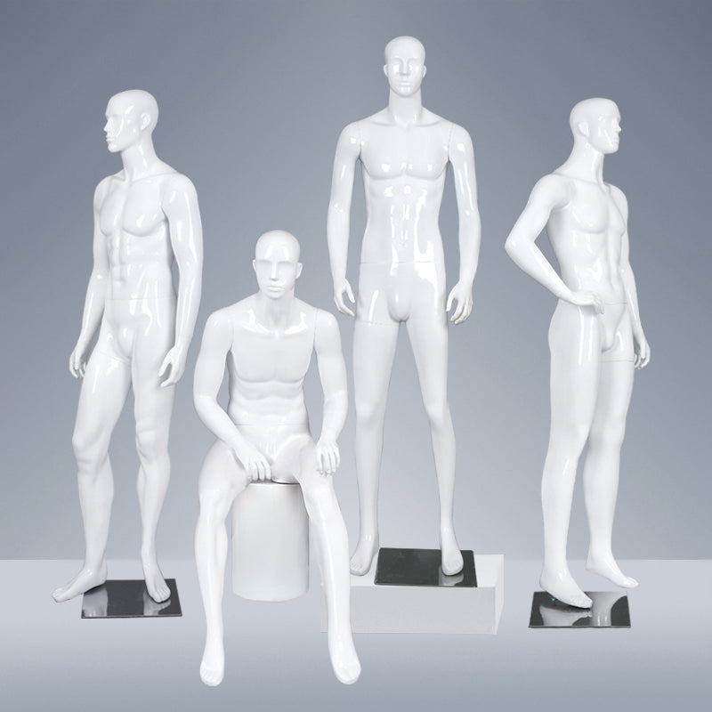 New Abstract Head Standing and Sitting Manikin Gloss White Fiberglass Mannequin Men Full Body