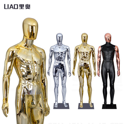 Wholesale Hot Selling Chrome Electroplating Silver Male Mannequin Egg Head With Metal Stand Base Men Plastic Dummy