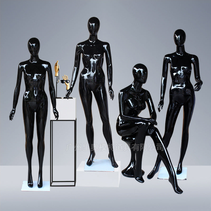 Abstract Black Young Lady Dummy Black Female Mannequin Stand and Sitting