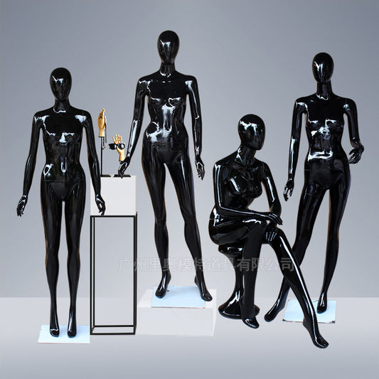Abstract Black Young Lady Dummy Black Female Mannequin Stand and Sitting