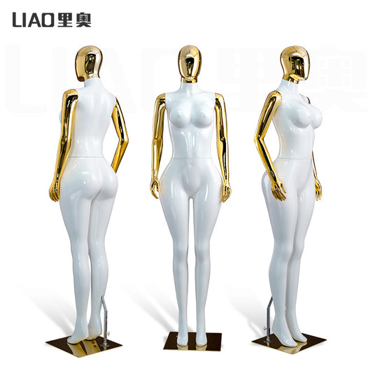 Most Popular Bbl Curvy Shiny Gold Chrome Full Body Plus Size Female Mannequins for Sale Clothes Fashion Display