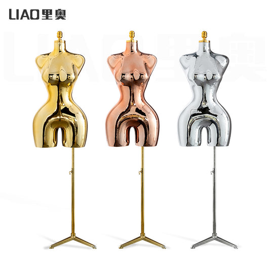 Plating Gold Lady Dress Form mannequin body stand female Chrome silver upper-body Big buttock ass curve Manikin