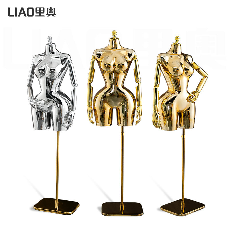 BBL Plus Size Female Curvy Torso Chrome Mannequin Upper-Body Half Body Large Hips Brazilian Girl Dress Form