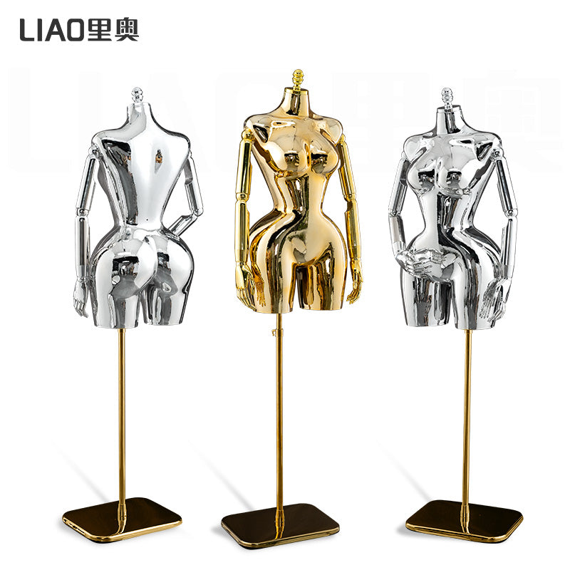 BBL Plus Size Female Curvy Torso Chrome Mannequin Upper-Body Half Body Large Hips Brazilian Girl Dress Form
