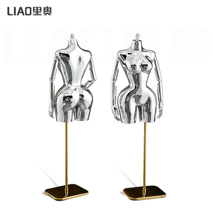 BBL Plus Size Female Curvy Torso Chrome Mannequin Upper-Body Half Body Large Hips Brazilian Girl Dress Form