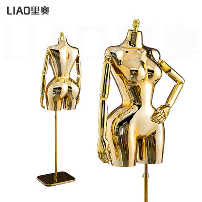 BBL Plus Size Female Curvy Torso Chrome Mannequin Upper-Body Half Body Large Hips Brazilian Girl Dress Form