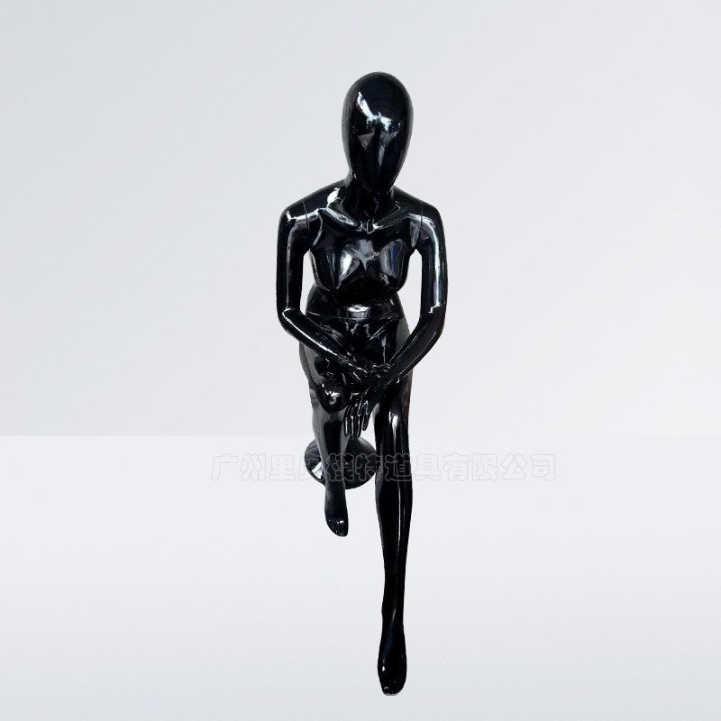 Abstract Black Young Lady Dummy Black Female Mannequin Stand and Sitting