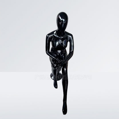 Abstract Black Young Lady Dummy Black Female Mannequin Stand and Sitting