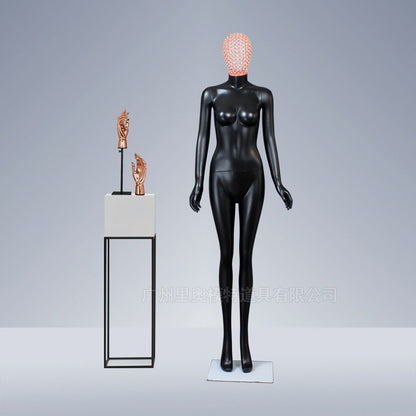 Fashion Display Rose Gold Face and Arms Metal Plating Female Mannequins Full Body