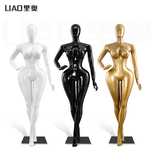 Plus-Size Female Mannequin with Slender Waist and Curvy Figure for Shop Window Display