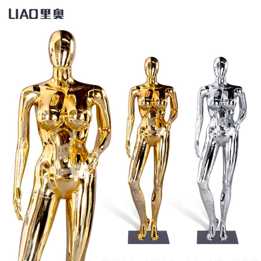 China Factory Chrome Plastic Body Gold Silver Mannequin Female Big Breast Clothing Mama Africa for Clothes Display