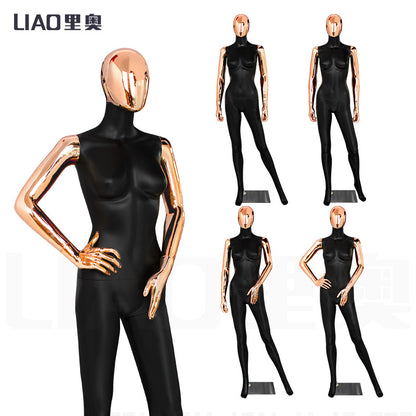 Chrome Rose Gold Matte Black Full Body Female Mannequins Women With Base Boutique Garments Display
