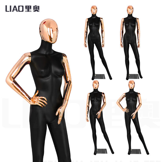 Chrome Rose Gold Matte Black Full Body Female Mannequins Women With Base Boutique Garments Display