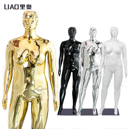 2025 New Full Body Plastic Mannequin Plus Size Chrome Electroplate Female Mannequin Women Dummy