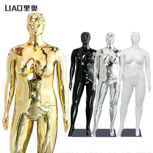 2025 New Full Body Plastic Mannequin Plus Size Chrome Electroplate Female Mannequin Women Dummy