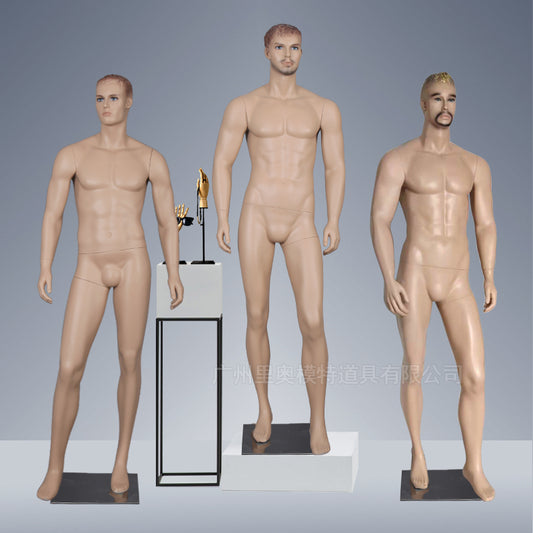 Lifelike Makeup Skin Model Fiberglass Male Mannequin for Sale
