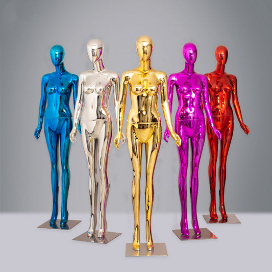 New Style Fiberglass Female Dummy Chrome Red Blue Gold Customized Glossy Color Women Mannequin