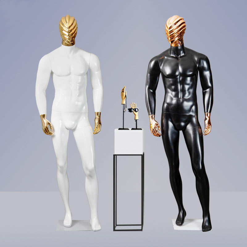Mannequins de luxe en fibre de verre, dorés et argentés, avec tête en tissu, nouveau design, vente en gros 