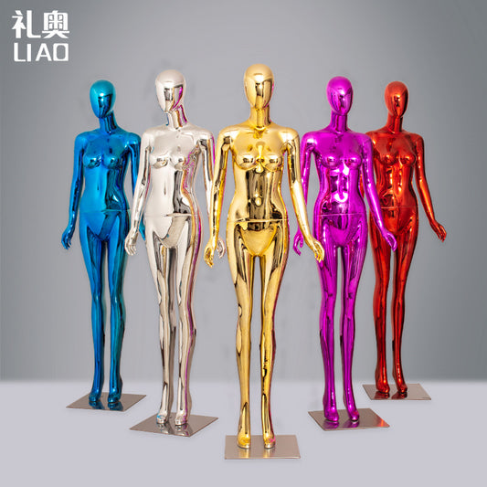 New Style Fiberglass Female Dummy Chrome Red Blue Gold Customized Glossy Color Women Mannequin