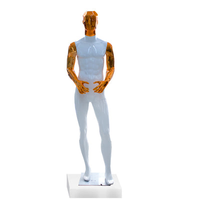 Adjustable Full Body Mannequin in Rose Gold Chrome Electroplated Fiberglass Head Hand Muscles for Boutique Display Men's Stand