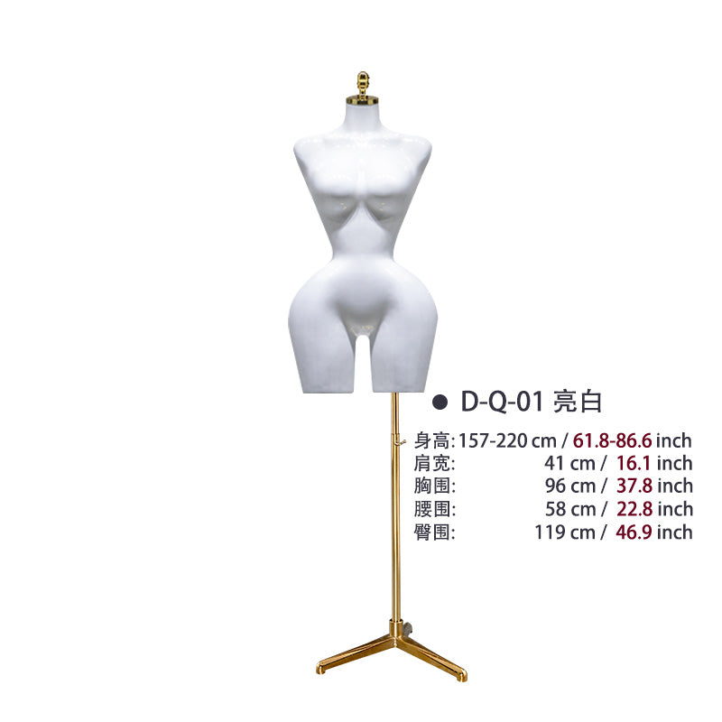 BBL Female Torso Mannequin Curvy Gold Upper-Body Half with Large Hips Brazilian Girl Dress Form Display for Fashion