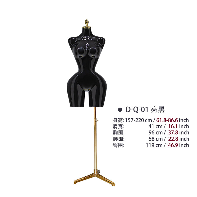 BBL Female Torso Mannequin Curvy Gold Upper-Body Half with Large Hips Brazilian Girl Dress Form Display for Fashion