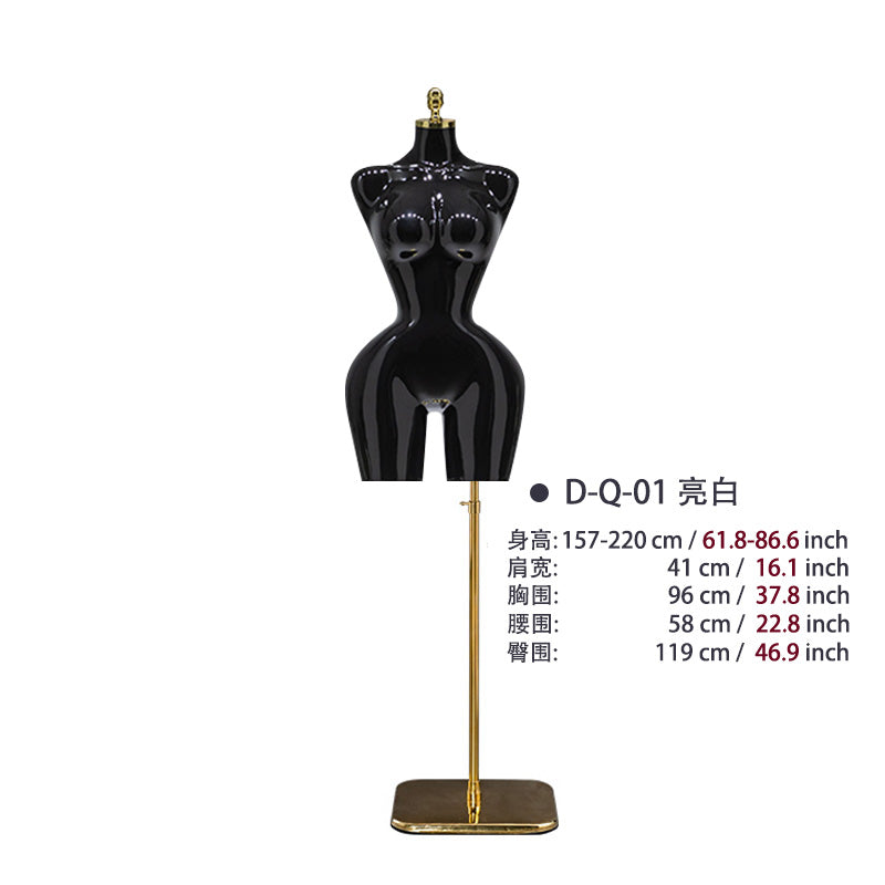 BBL Female Torso Mannequin Curvy Gold Upper-Body Half with Large Hips Brazilian Girl Dress Form Display for Fashion