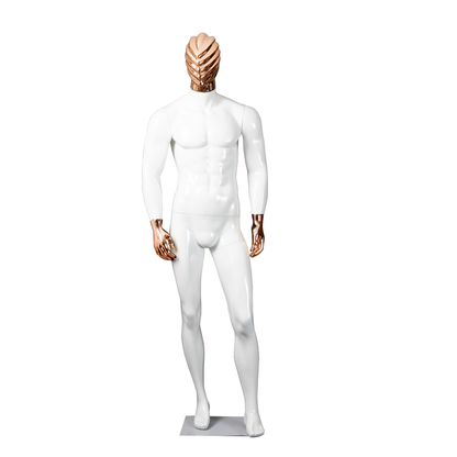 Boutique Luxury Shinny Gold and Silver Mannequins New Design Wholesale Fiberglass Male Dummy with Cloth Head Stand Style