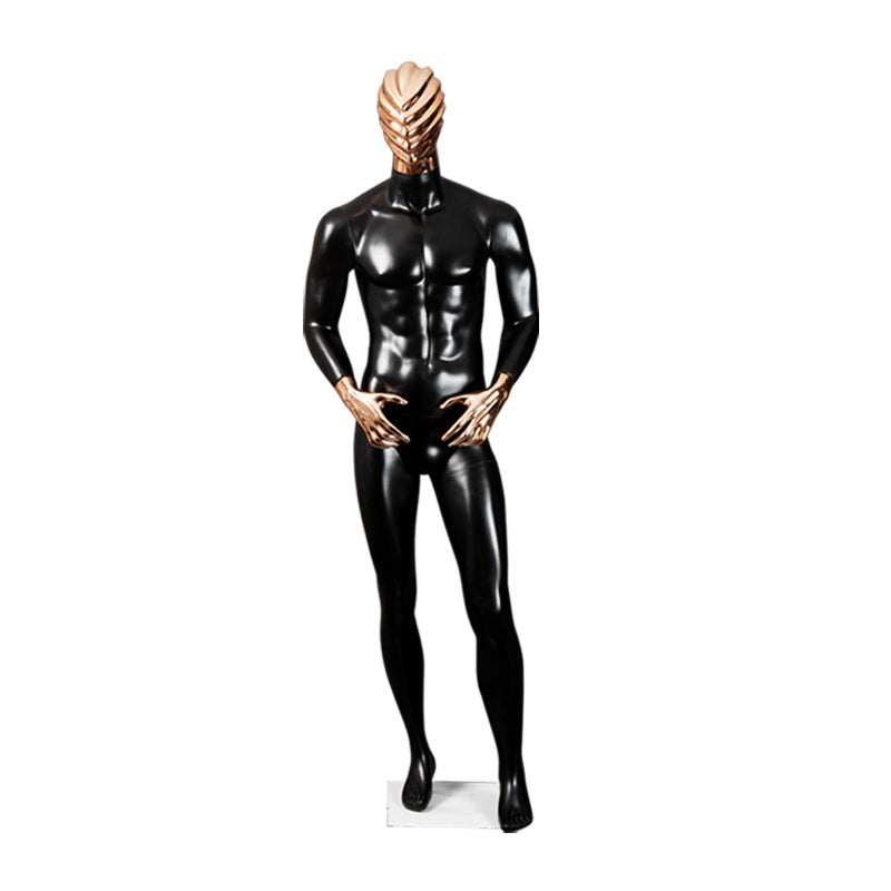 Boutique Luxury Shinny Gold and Silver Mannequins New Design Wholesale Fiberglass Male Dummy with Cloth Head Stand Style