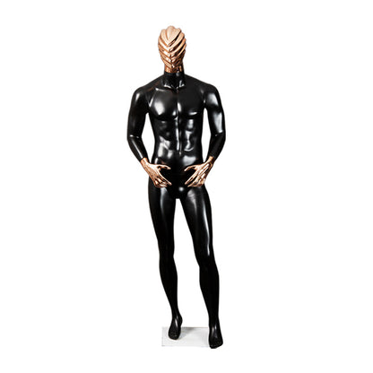 Boutique Luxury Shinny Gold and Silver Mannequins New Design Wholesale Fiberglass Male Dummy with Cloth Head Stand Style