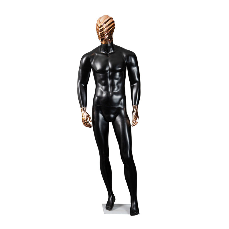 Boutique Luxury Shinny Gold and Silver Mannequins New Design Wholesale Fiberglass Male Dummy with Cloth Head Stand Style