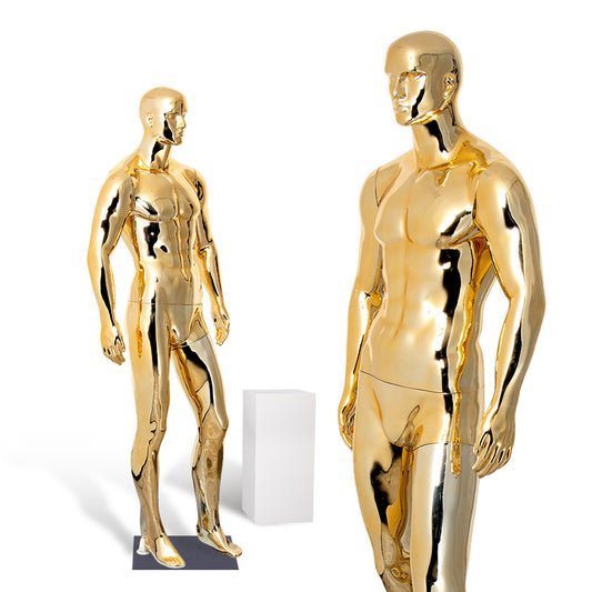 Fashion Clothing Men Dummy Clothes Display Muscle Electroplating Gold Male Mannequins 2025 New Fashion Boutique Display
