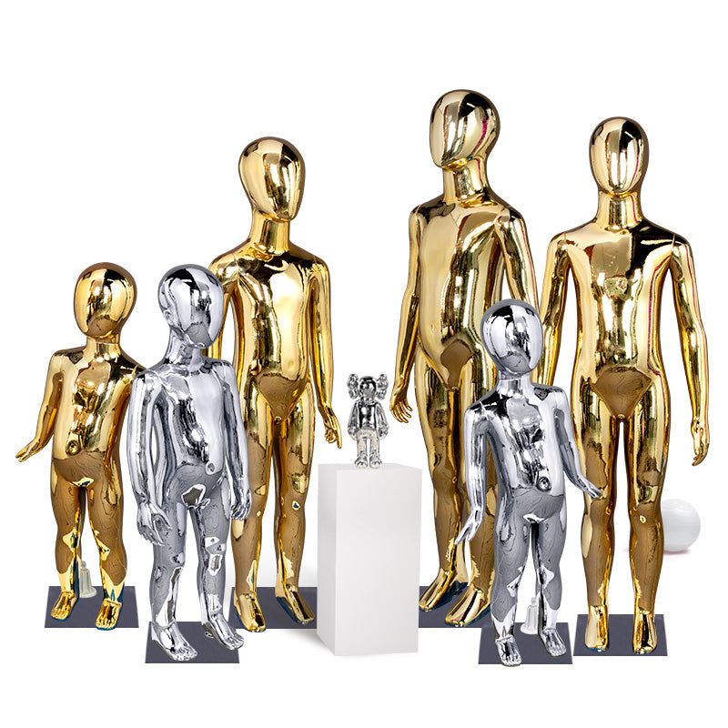Chrome Kids Mannequins Gold and Sliver Smooth Whole Body Child Dummy for Different Age