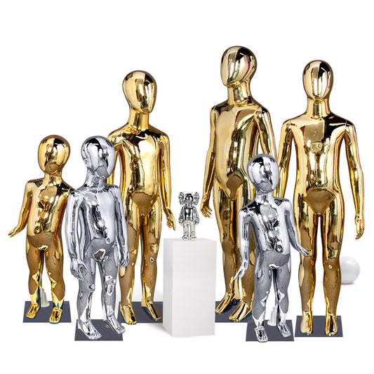 Chrome Kids Mannequins Gold and Sliver Smooth Whole Body Child Dummy for Different Age