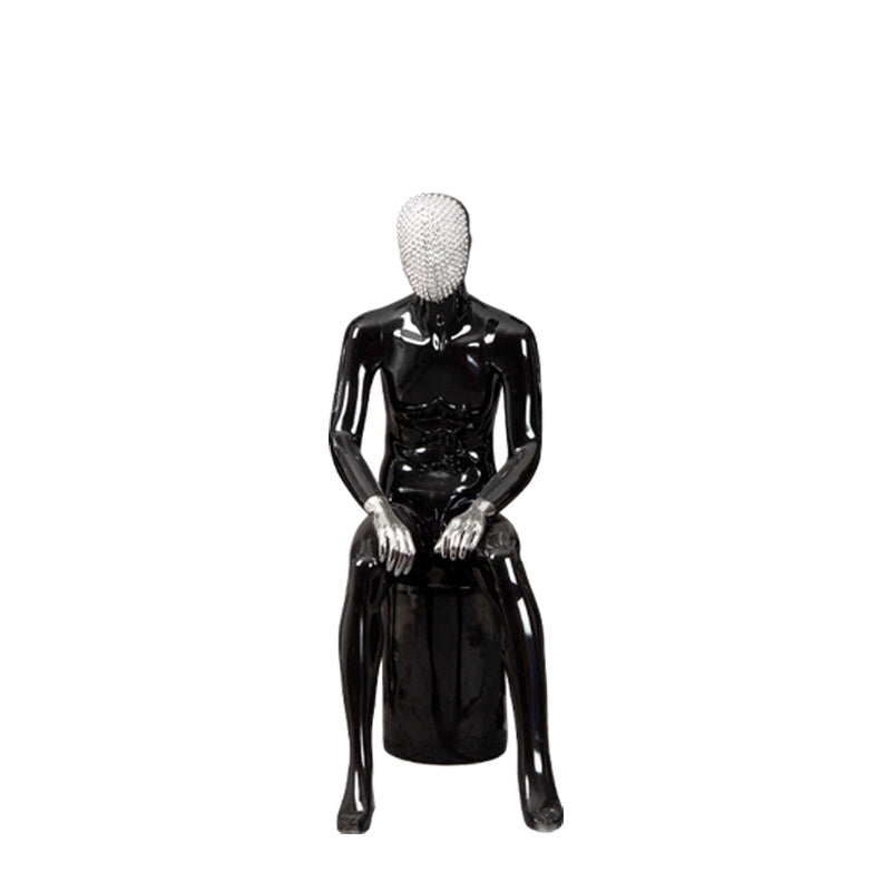 Fiberglass Full Body Man Size Red Yellow Change Chrome Face Chrome Hands Abstract Attractive Male Dummy Business Suit Display Ma