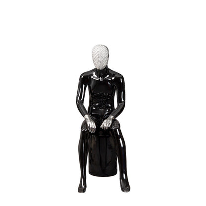 Fiberglass Full Body Man Size Red Yellow Change Chrome Face Chrome Hands Abstract Attractive Male Dummy Business Suit Display Ma